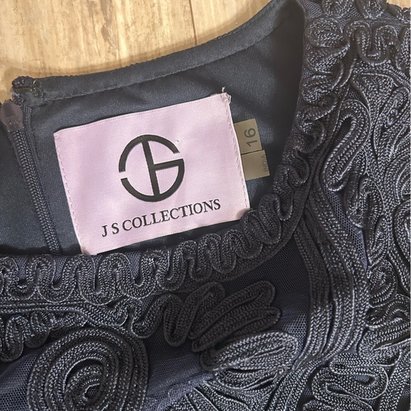 JS Collections Navy Embroidered Soutache Dress